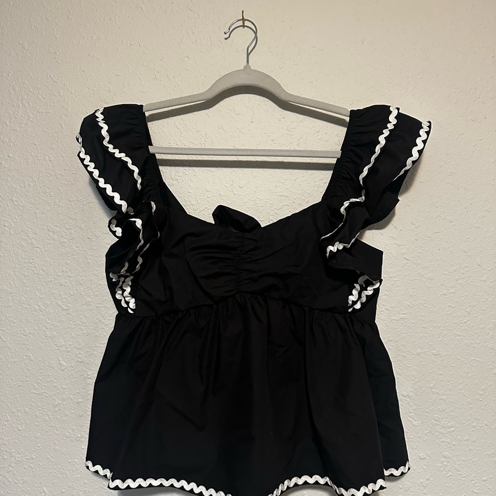 Black Ruffled Women's Top